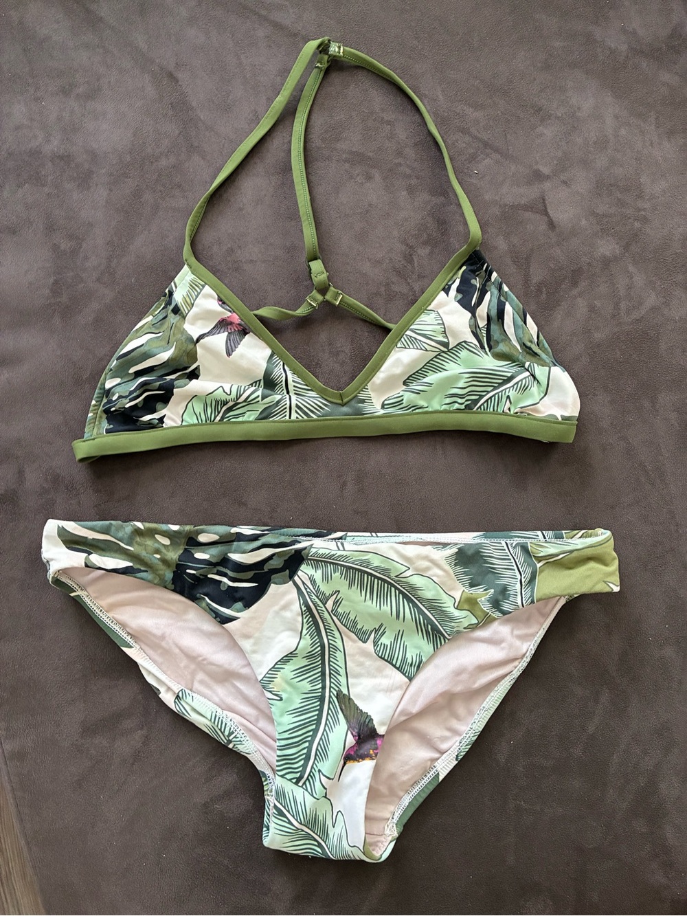 Seafolly Olive Green Tropical Leaf Print Bikini